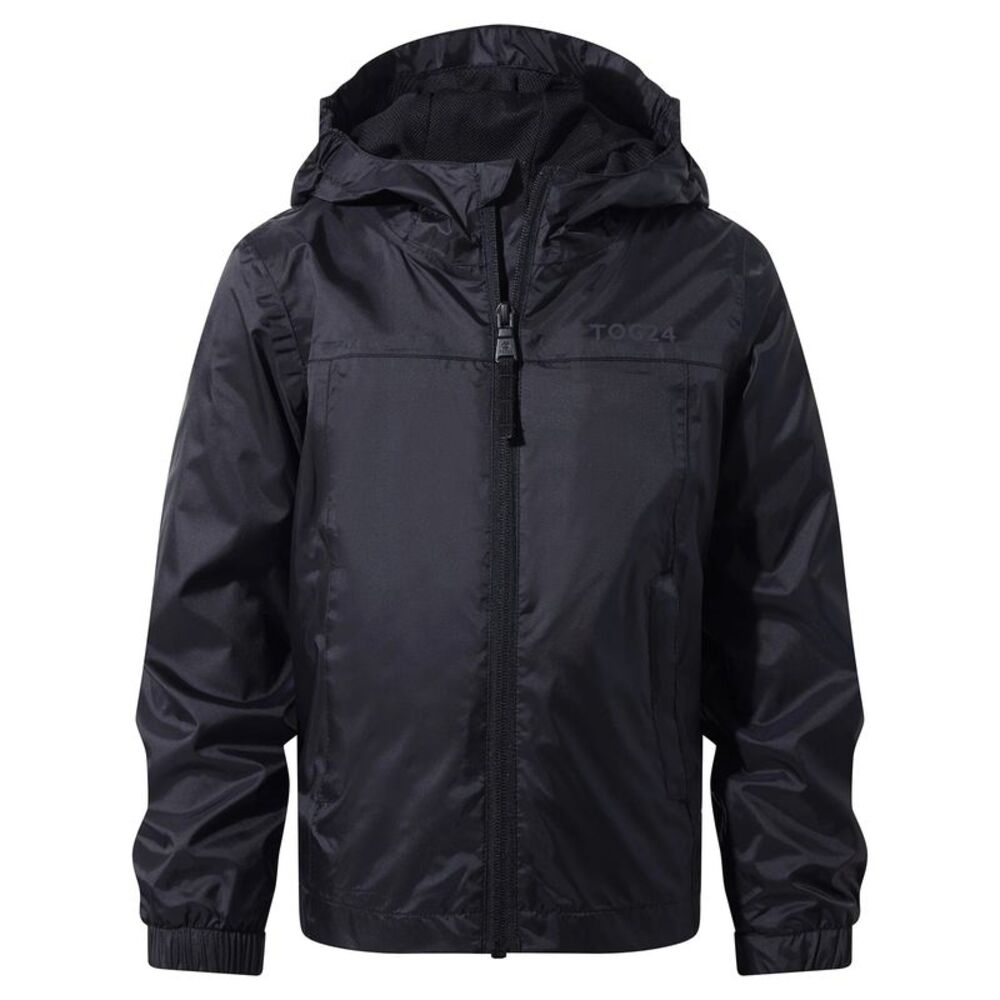 TOG24 Childrens/Kids Plain Packaway Waterproof Jacket / Black